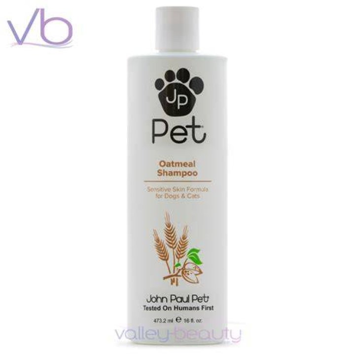 Antonia said John Paul Pet Oatmeal Shampoo (pictured) has a strong smell of almonds, but left Herbie squeaky clean
